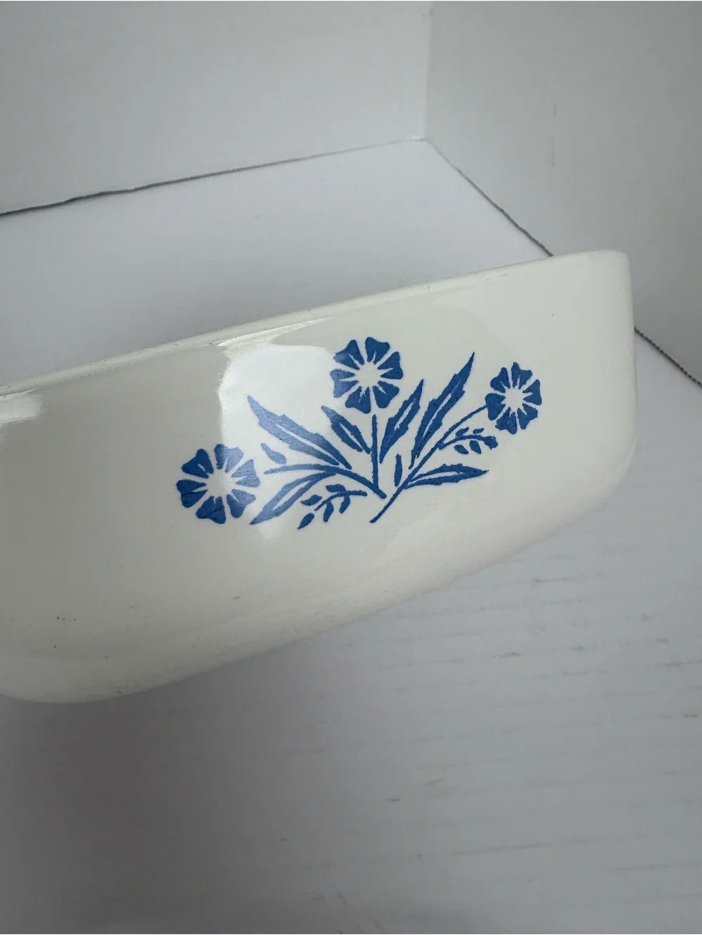 Vintage CorningWare Blue Cornflower Baking Dish 1 Qt White Square with Lid P-1-B